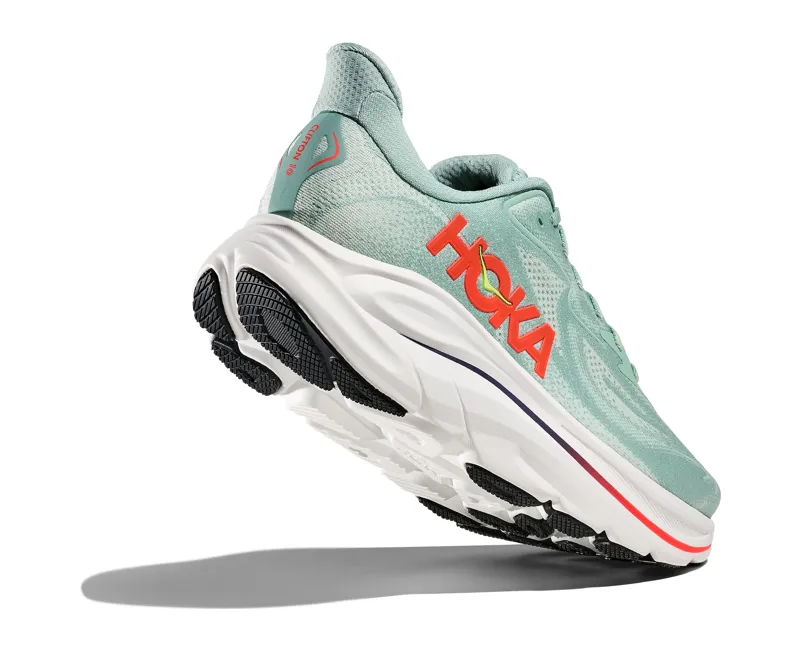Hoka Clifton 10 Wide Women's Road Running Shoe in Sage/Neon Flame-4