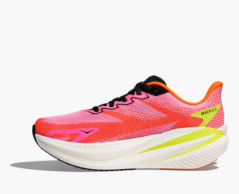 Hoka Mach X 3 Women's Road Running Shoe in Neon Rose/Neon Tangerine-3