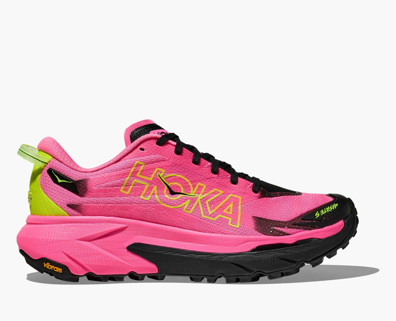 Hoka Mafate 5 Women's Trail Running Shoe in Neon Rose/Black