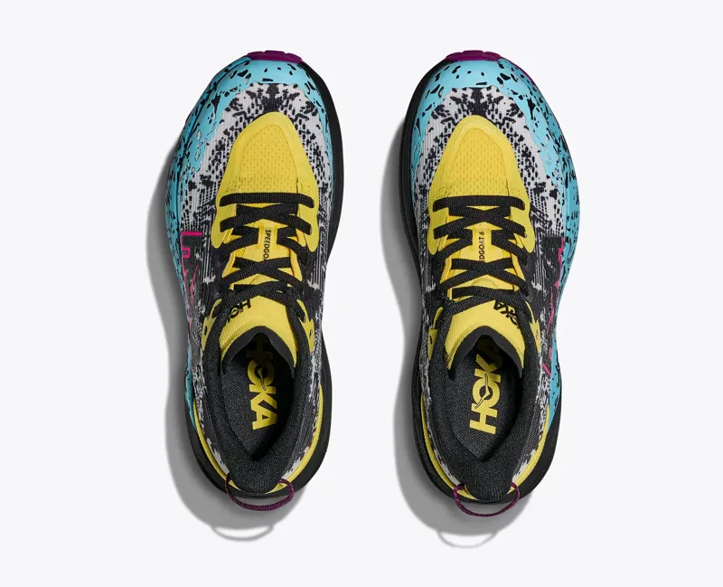 Hoka Speedgoat 6 Kids Trail Running Shoe in Electric Lemon/Black-2