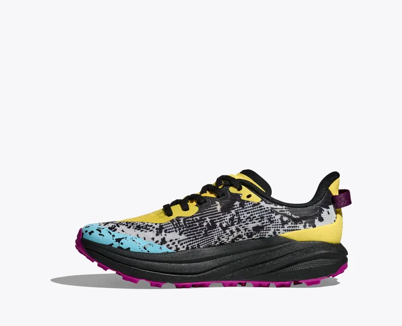 Hoka Speedgoat 6 Kids Trail Running Shoe in Electric Lemon/Black-3