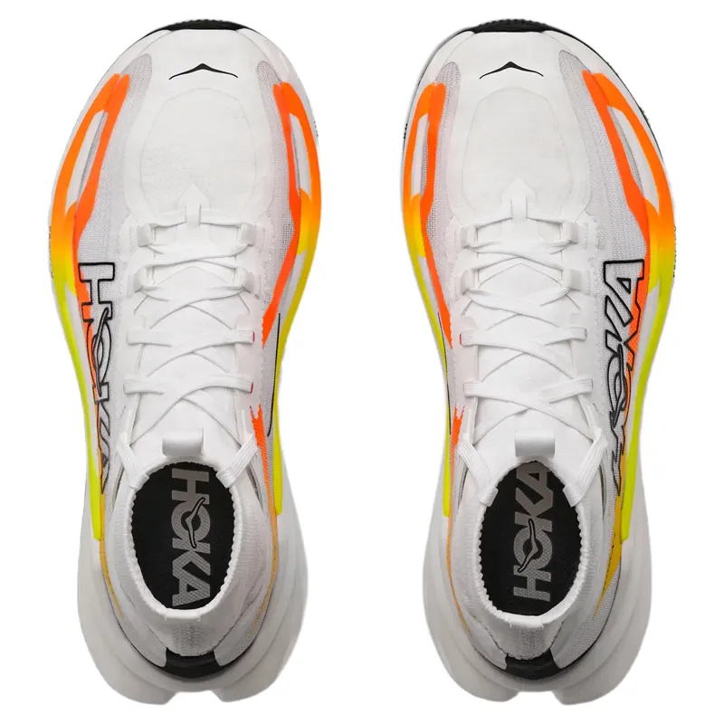 Hoka Tecton X 4 Trail Men's Trail Running Shoes in Frost/Neon Tangerine-1