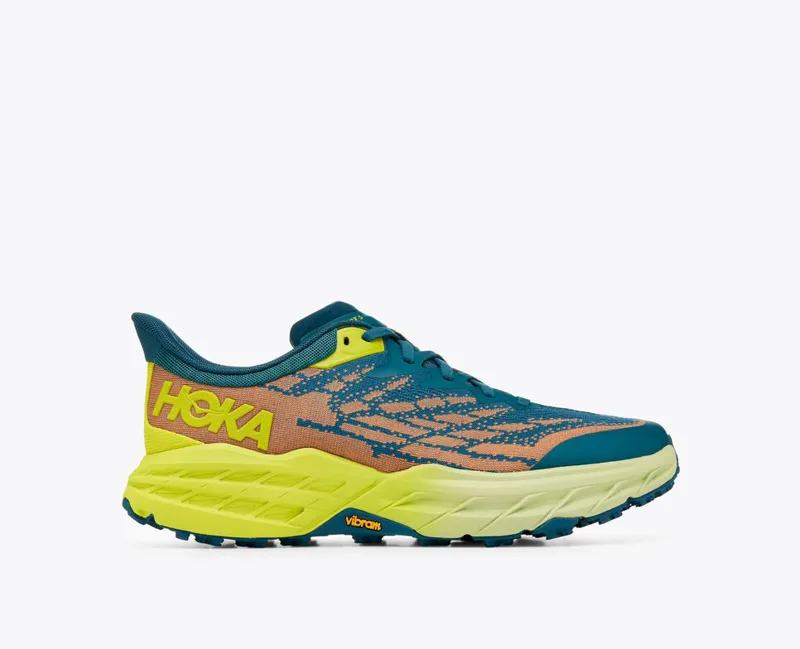HOKA Speedgoat 5 Men's Trail Running Shoe in Blue Coral/Evening Primrose