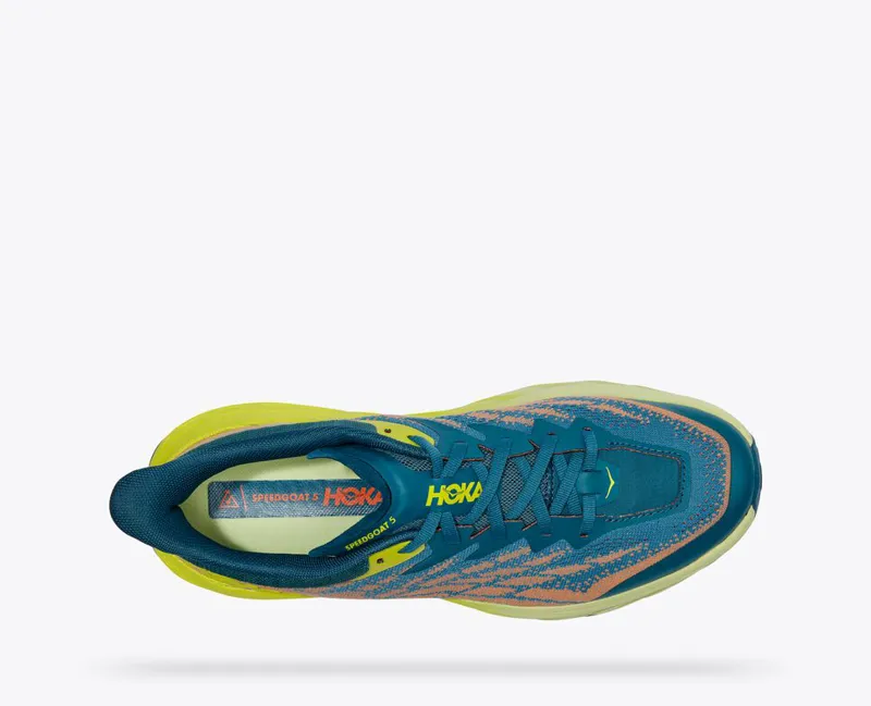 HOKA Speedgoat 5 WIDE Men's Trail Running Shoe in Blue Coral/Evening Primrose-2