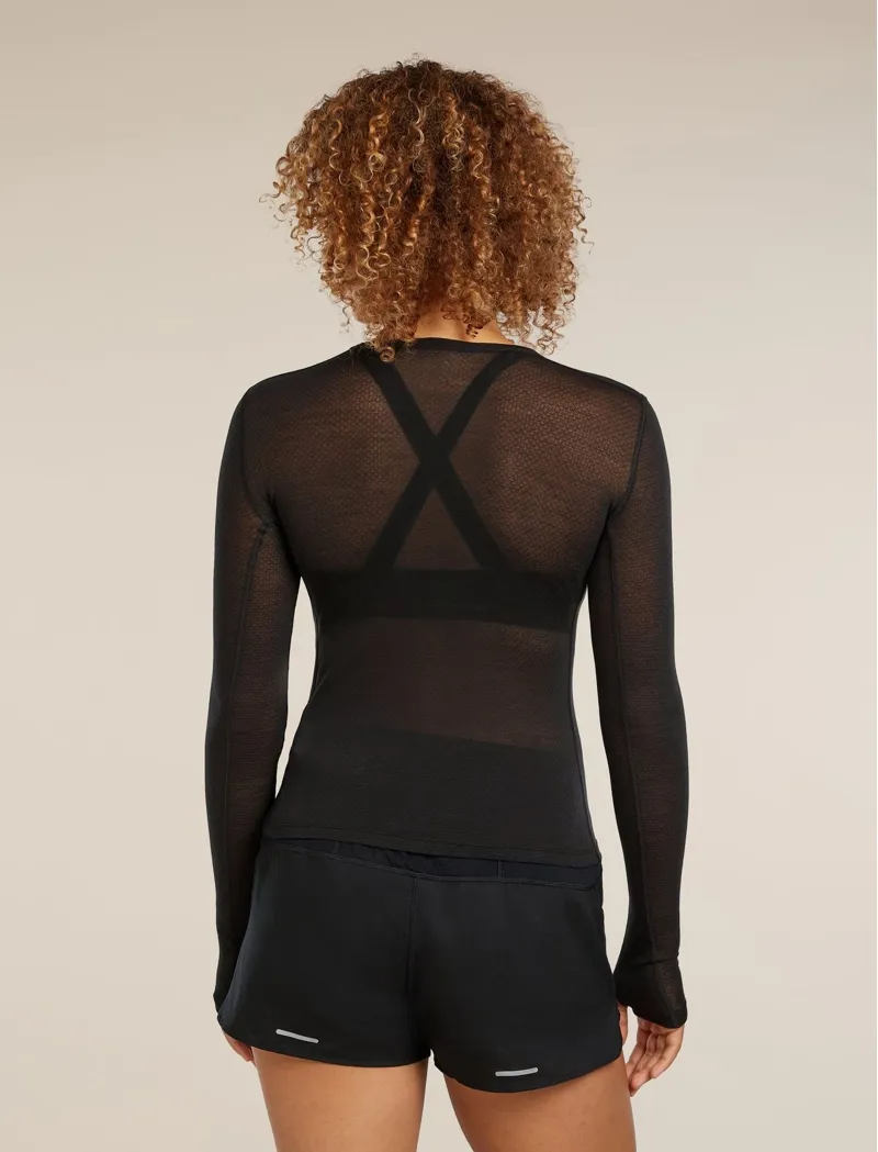 Icebreaker Merino Blend 75 Featherlight Women's Long Sleeve Crew Thermal Top in Black-1