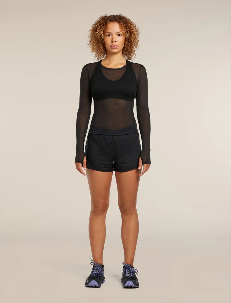 Icebreaker Merino Blend 75 Featherlight Women's Long Sleeve Crew Thermal Top in Black-2
