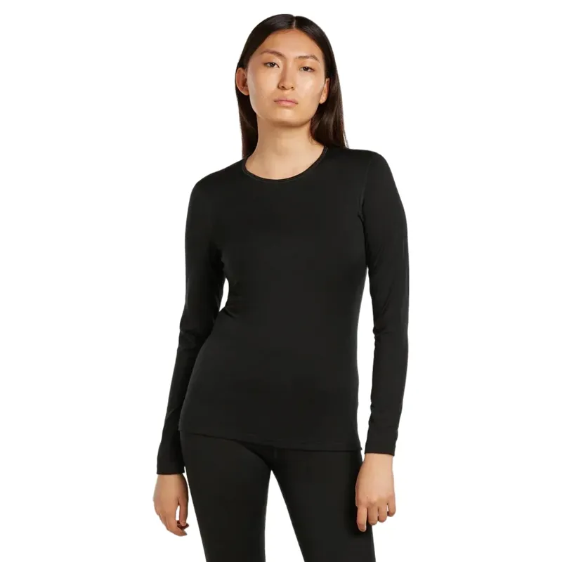 Icebreaker Merino 200 Oasis Women's Long Sleeve Crewe in Black