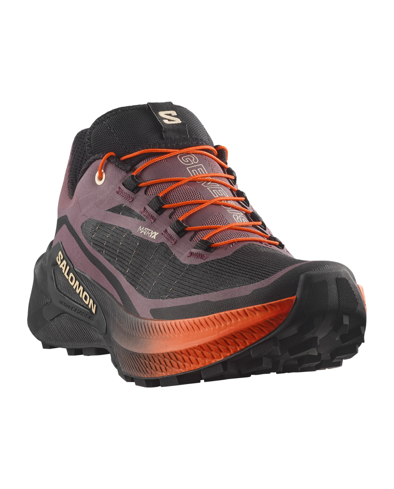 Salomon Genesis 2 Women's Trail Running Shoes in Huckleberry/Black/Red Orange-4