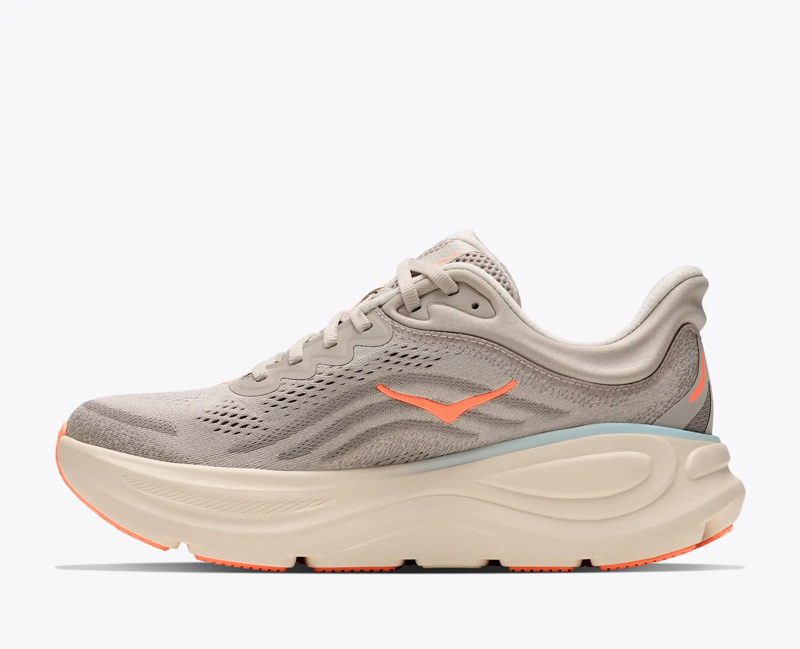 Hoka Bondi 9 Women's Road Running Shoe in River Rock Grey/Mineral Ore-3
