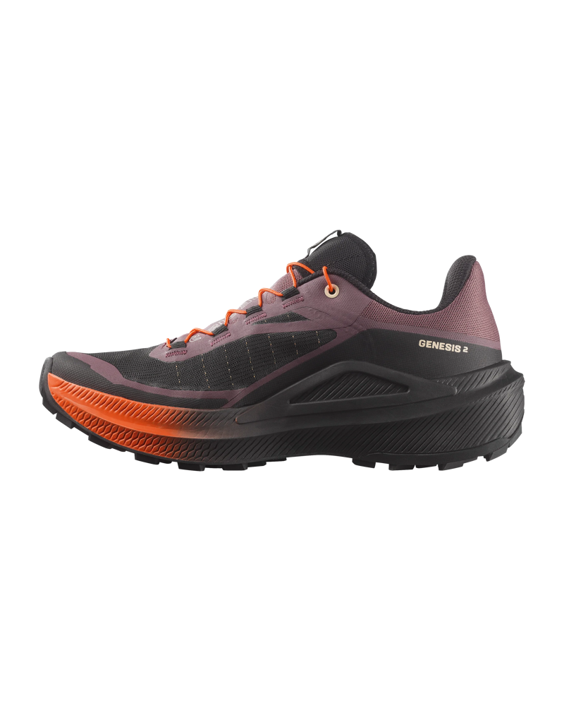 Salomon Genesis 2 Women's Trail Running Shoes in Huckleberry/Black/Red Orange-3