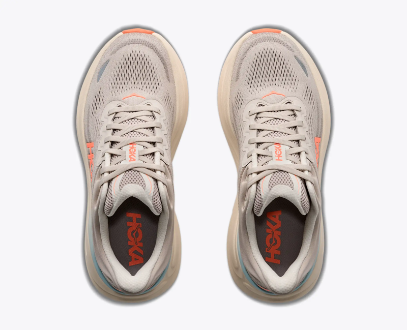 Hoka Bondi 9 Women's Road Running Shoe in River Rock Grey/Mineral Ore-1