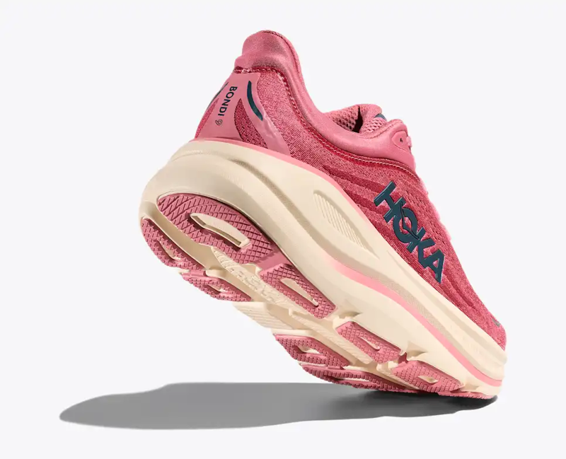 Hoka Bondi 9 Women's Wide Road Running Shoe in Lingonberry/Cranberry-5