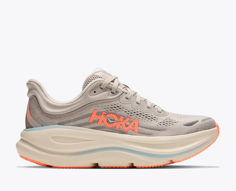 Hoka Bondi 9 Women's Road Running Shoe in River Rock Grey/Mineral Ore