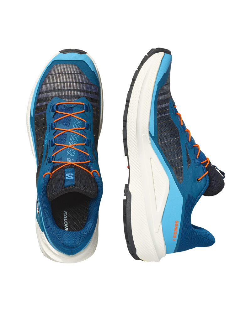 Salomon Genesis 2 Men's Trail Running Shoe in Gibraltar Sea/Vanilla Ice/Dragon Fire-1