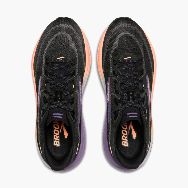 Brooks Ghost 18 Women's Road Running Shoe in Black/Mulled Grape/Peach-4