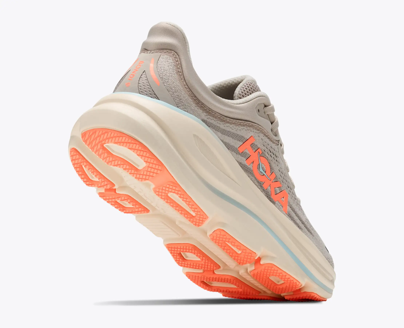 Hoka Bondi 9 Women's Road Running Shoe in River Rock Grey/Mineral Ore-4
