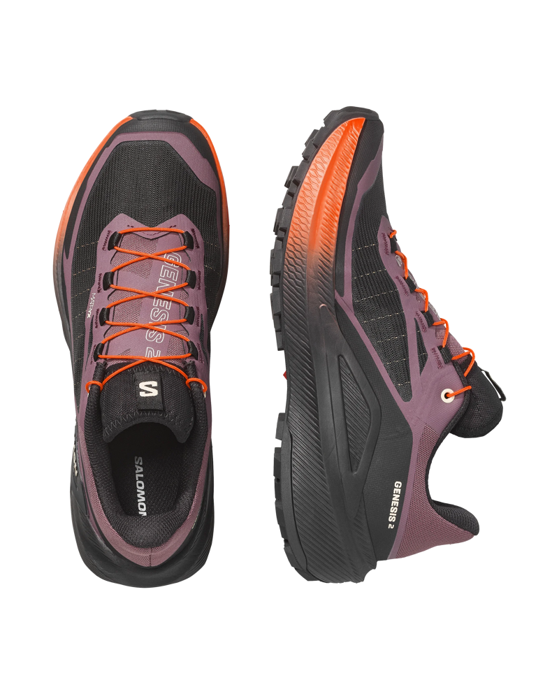 Salomon Genesis 2 Women's Trail Running Shoes in Huckleberry/Black/Red Orange-1