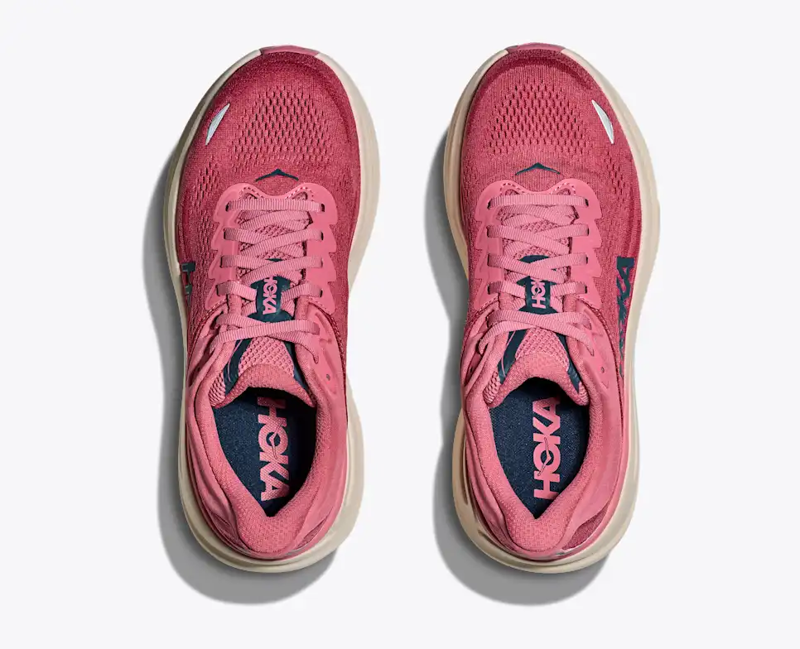 Hoka Bondi 9 Women's Wide Road Running Shoe in Lingonberry/Cranberry-1