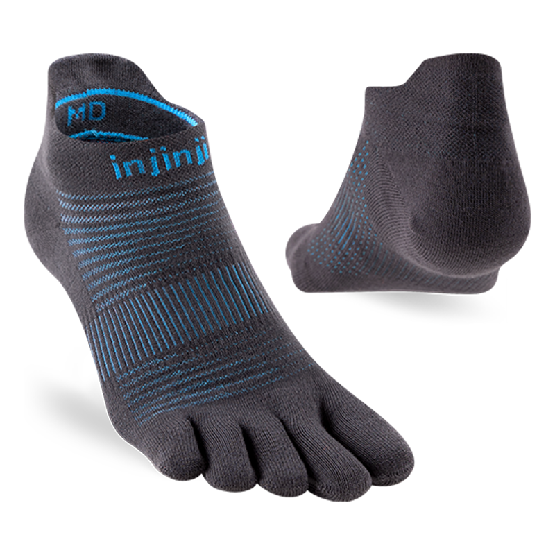 Injinji Run Lightweight No-Show Socks in Carbon