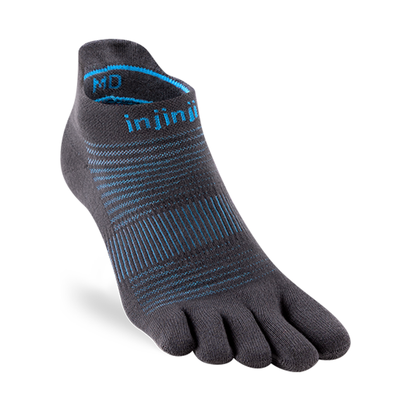 Injinji Run Lightweight No-Show Socks in Carbon-1