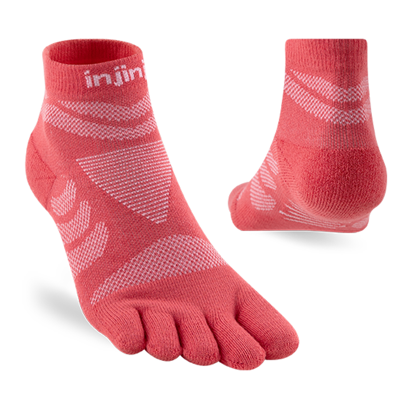 Injinji Ultra Run Women's Mini-Crew Socks in Coral