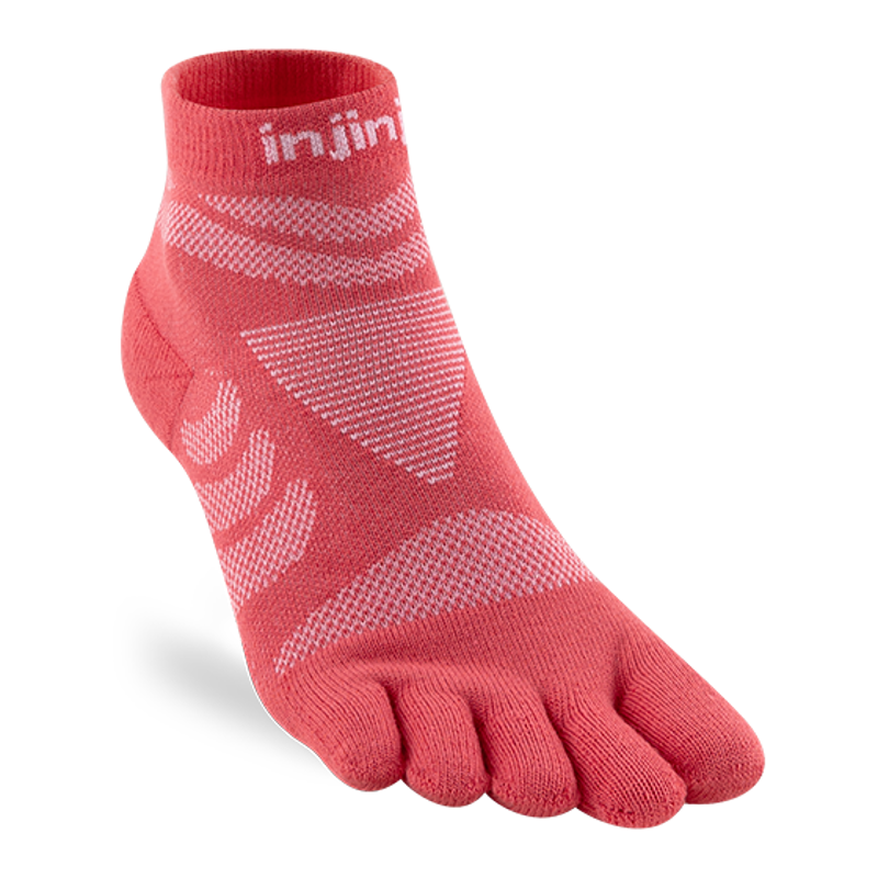 Injinji Ultra Run Women's Mini-Crew Socks in Coral-1