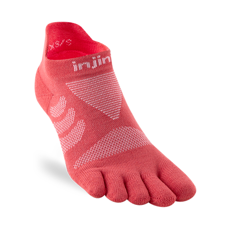 Injinji Ultra Run Women's No-Show Socks in Coral-1