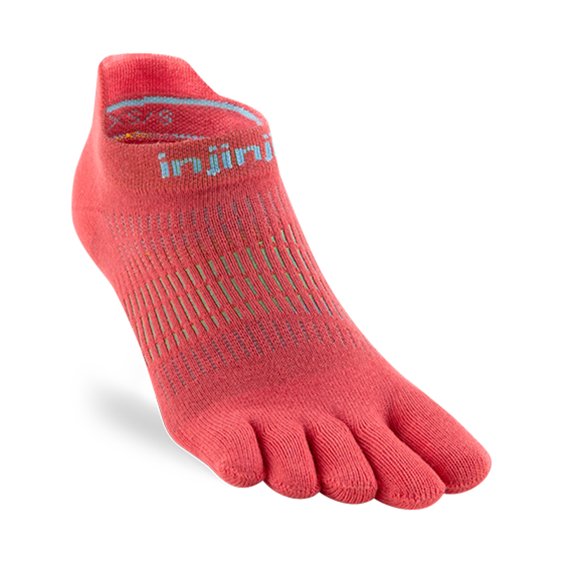 Injinji Women's Run Lightweight No-Show Socks in Coral-1