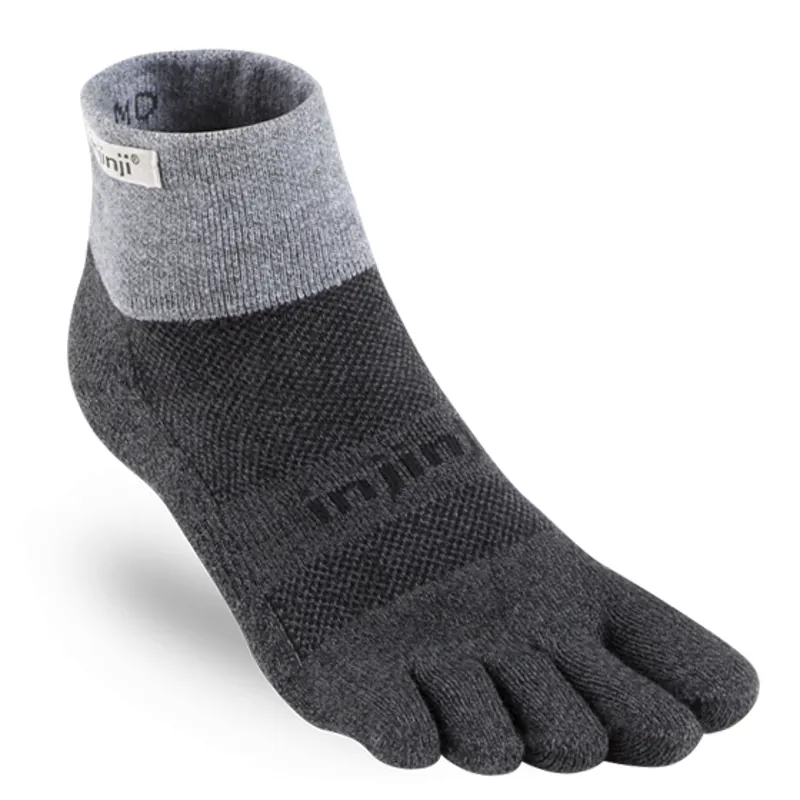 Injinji Trail MW Mini-Crew Unisex Running Sock in Granite