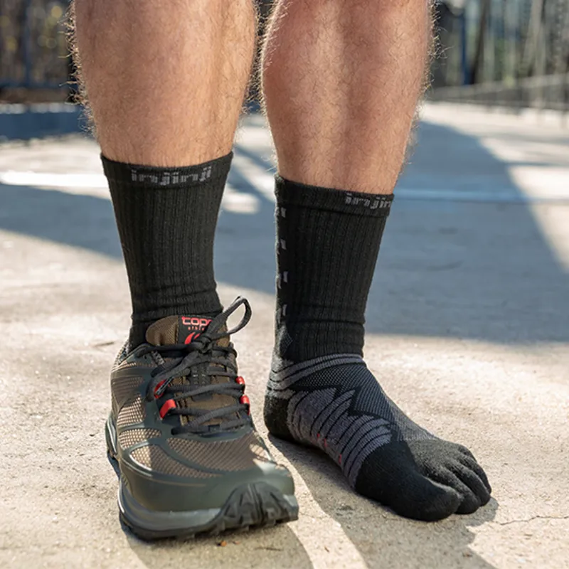Injinji Ultra Run Crew Socks in Obsidian-2