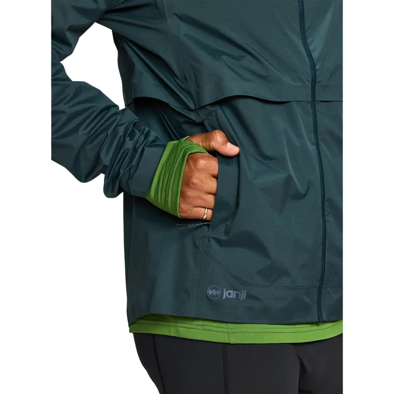 Janji Rainrunner Pack Jacket Men's Waterproof Jacket in Atlantis-6
