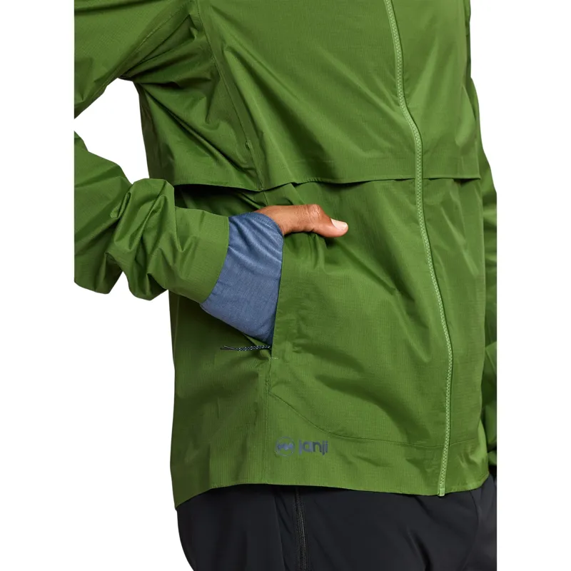 Janji Rainrunner Pack Jacket Men's Waterproof Jacket in Leaf-6