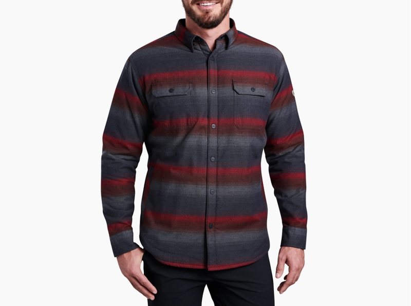 Kuhl Joyrydr Men's Fleece Lined Shirt Jacket in Brick Charcoal