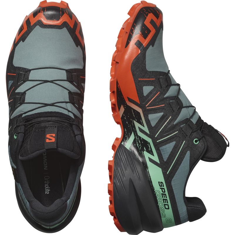 Salomon Speedcross 6 GTX Men's Trail Running Shoe in North Atlantic/Black/Cherry Tomato-4