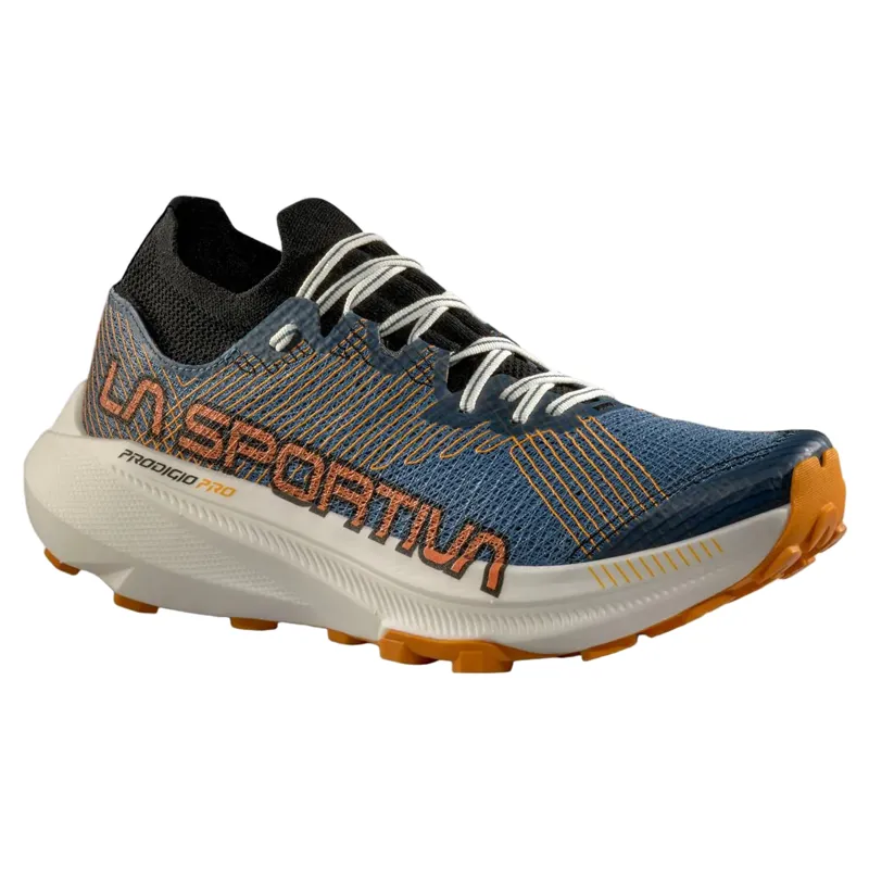 La Sportiva Prodigio Pro Men's Trail Running Shoe in Hurriacane/Apricot-3