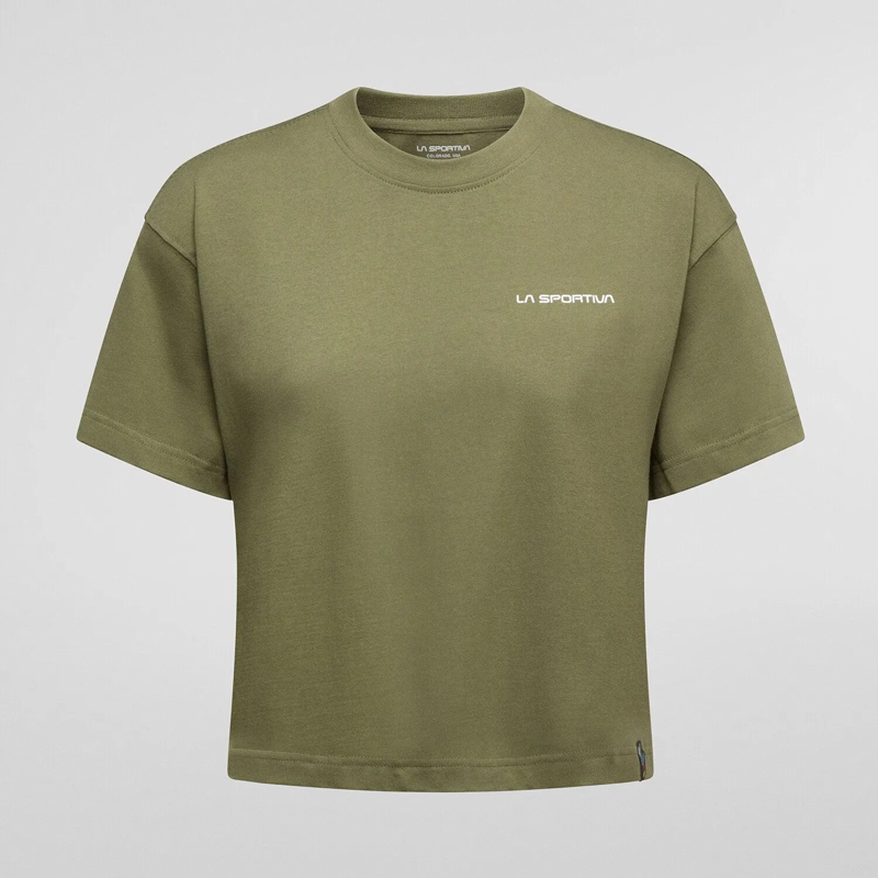La Sportiva Redgarden Crop Women's T-shirt in Cypress/Chalk