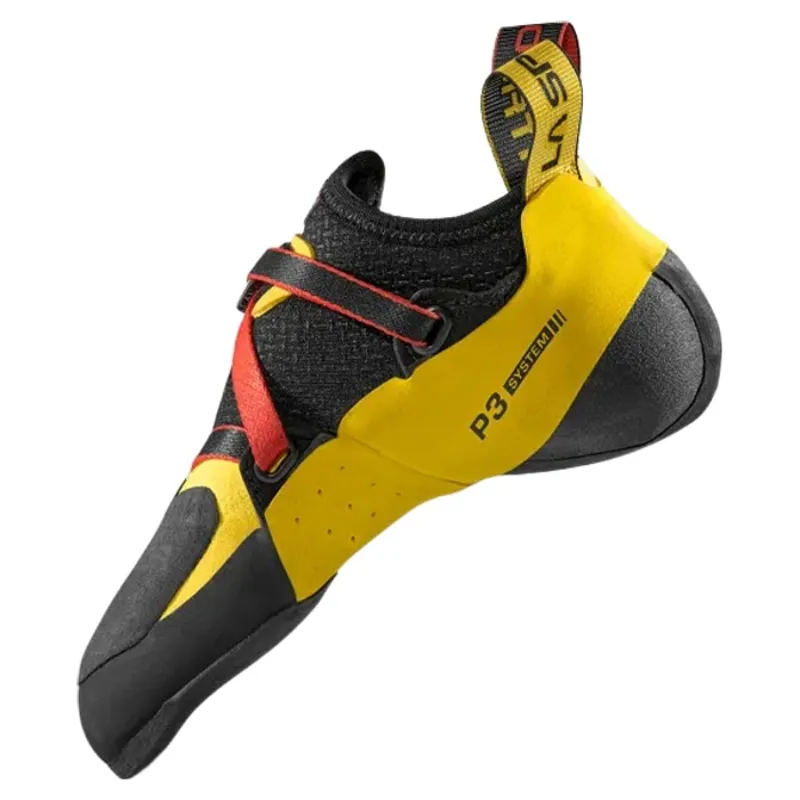 La Sportiva Solution Comp JR Kids Climbing Shoe in Black/Yellow-3