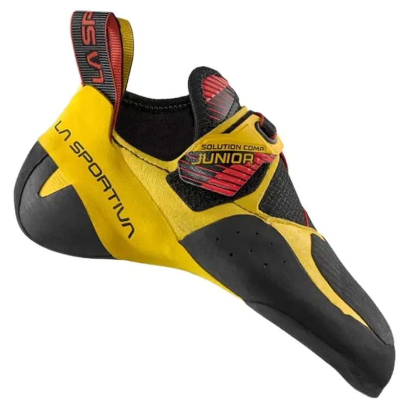 La Sportiva Solution Comp JR Kids Climbing Shoe in Black/Yellow