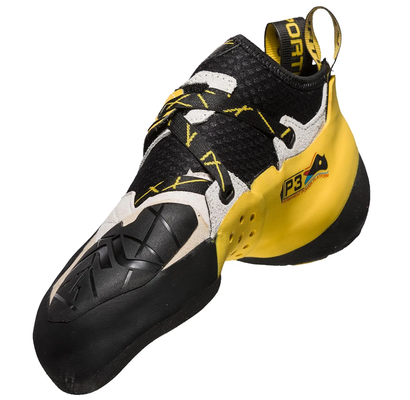 La Sportiva Solution Men's Climbing Shoe in White/Yellow-3