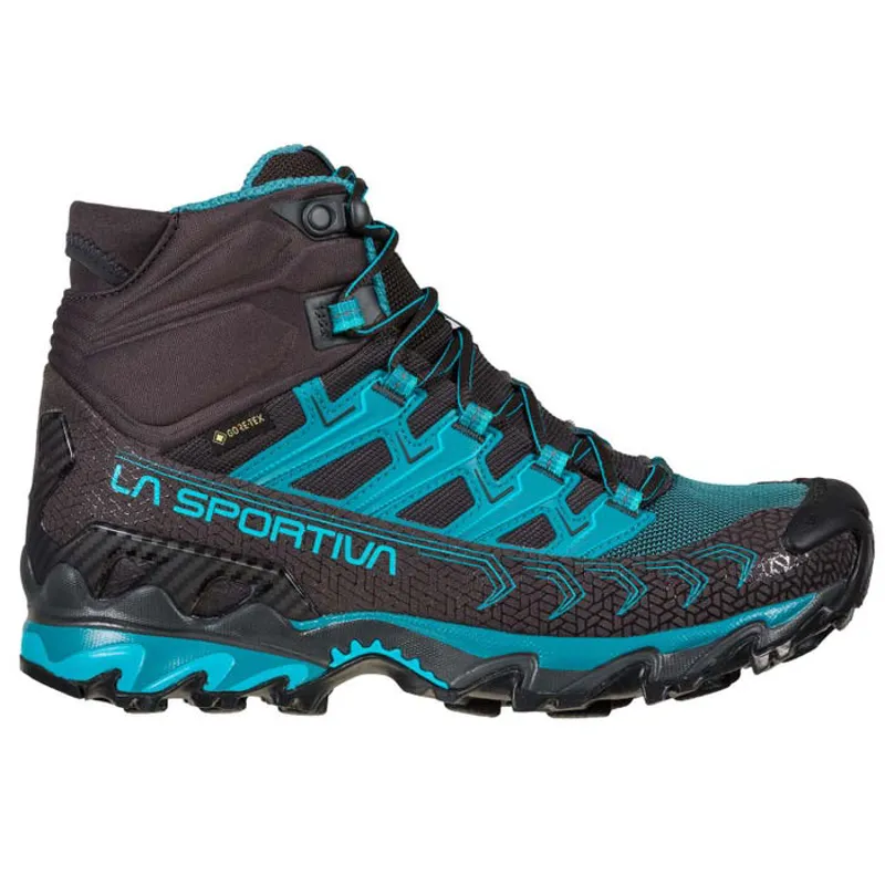 La Sportiva Ultra Raptor II Mid WIDE GTX Women's Fast Hike Boot in Carbon/Topaz