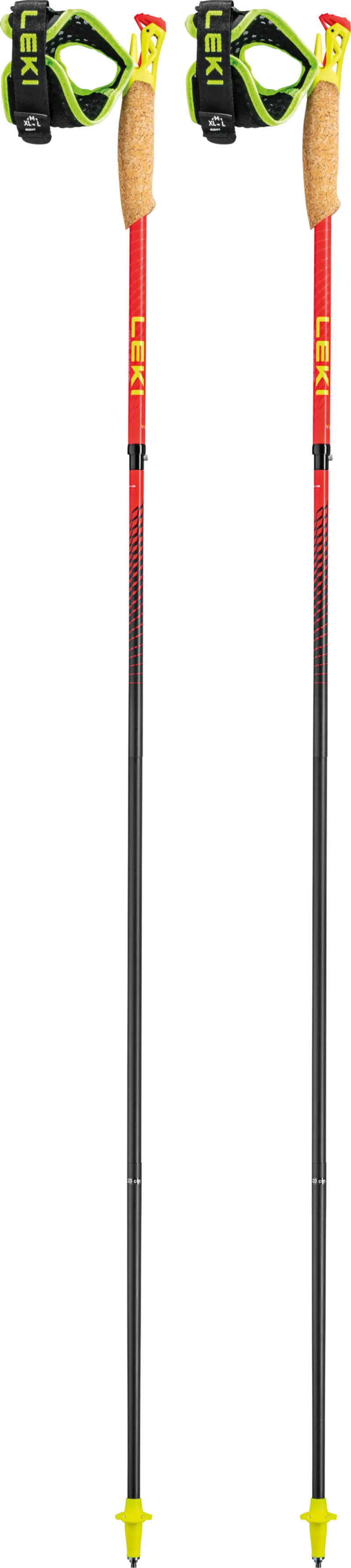 Leki Ultratrail FX.One Superlite Running Poles in Bright Red/Neon Yellow/Natural Carbon