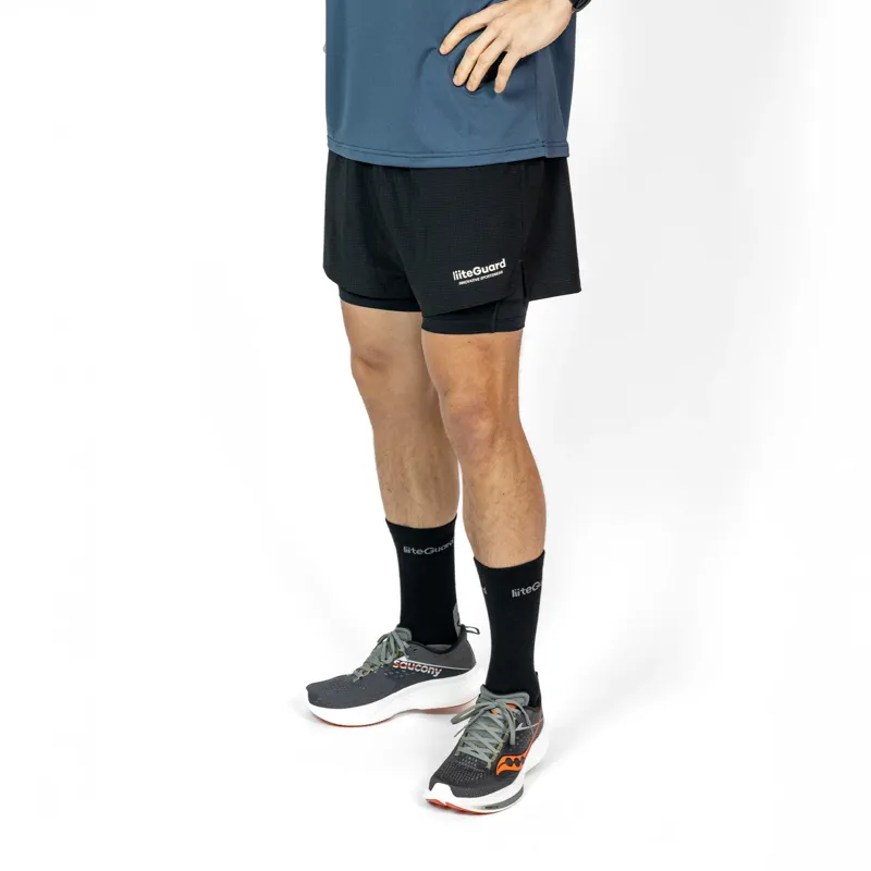 Liiteguard Glu-Tech Running 2in1 Men's Short in Black