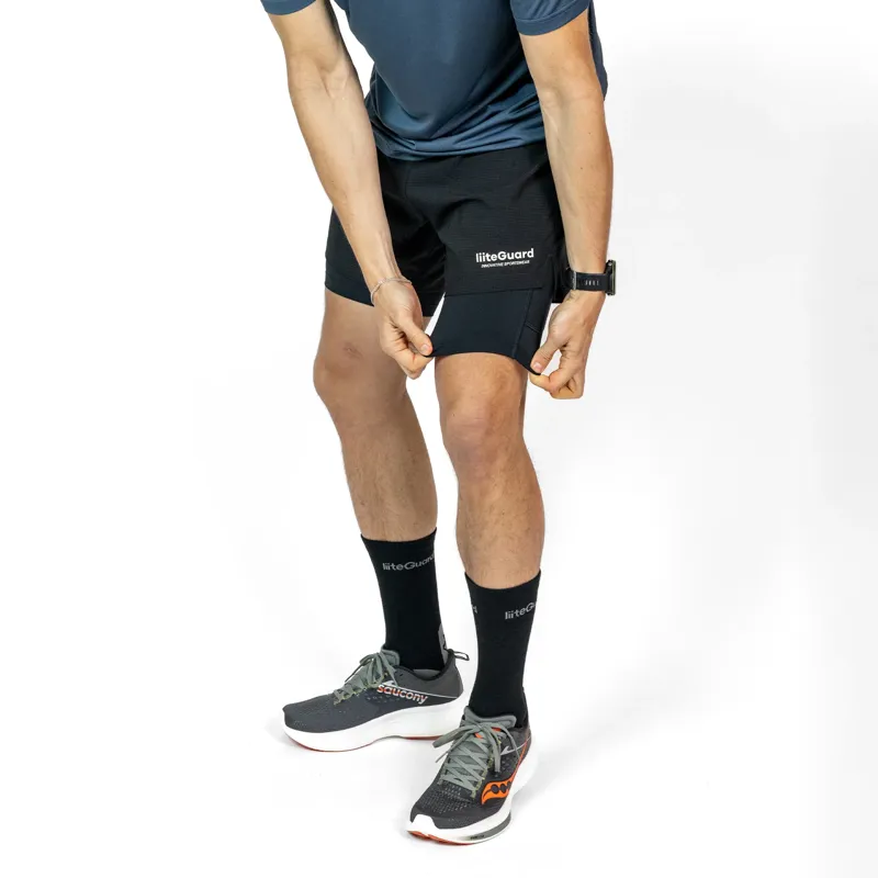 Liiteguard Glu-Tech Running 2in1 Men's Short in Black-3