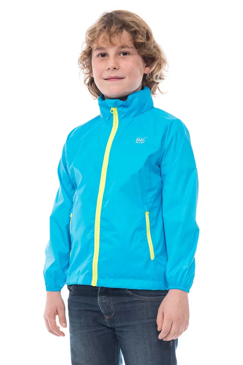 Mac in a Sac Origin Kids Waterproof Jacket in Neon Blue