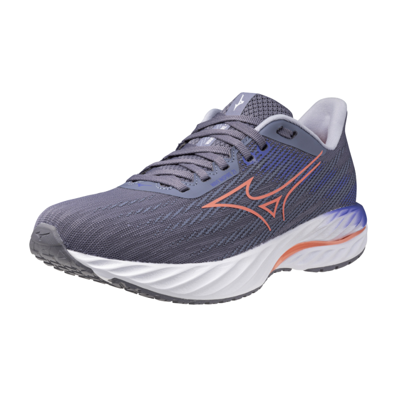 Mizuno Wave Inspire 21 Women's Road Running Shoe in Blue Granite/Strike Coral/Iris-5