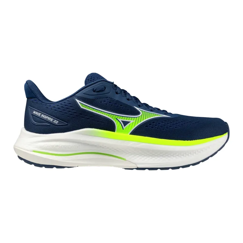 Mizuno Wave Inspire 22 Men's Road Running Shoe in Estate Blue/Lightning Yellow