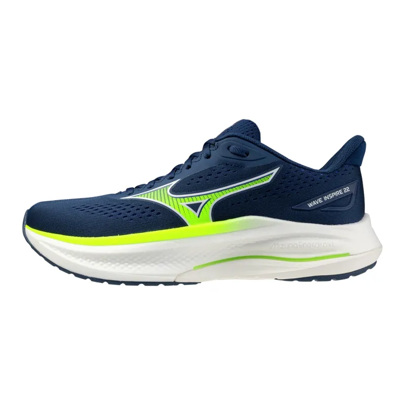 Mizuno Wave Inspire 22 Men's Road Running Shoe in Estate Blue/Lightning Yellow-3