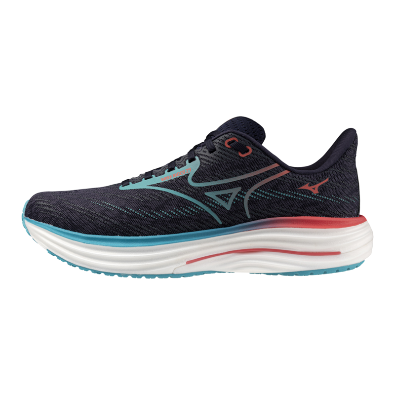 Mizuno Wave Rider 29 Women's Road Running Shoes in Odyssey Gray/Iris Bloom/Calypso Coral-3