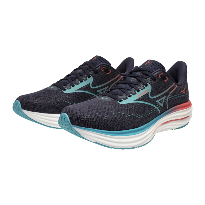 Mizuno Wave Rider 29 Women's Road Running Shoes in Odyssey Gray/Iris Bloom/Calypso Coral-5