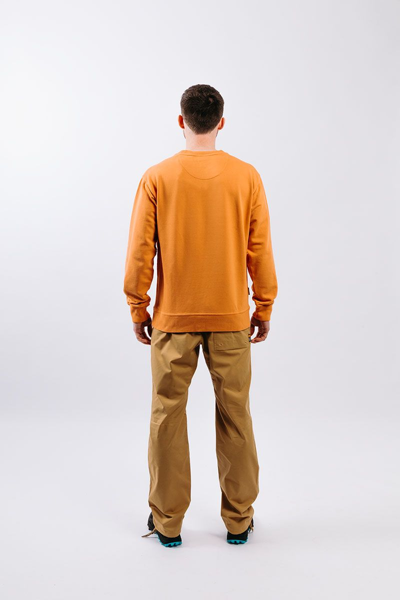 Moon Crew Neck Sweat Men's Climbing Top in Eco Orange-2